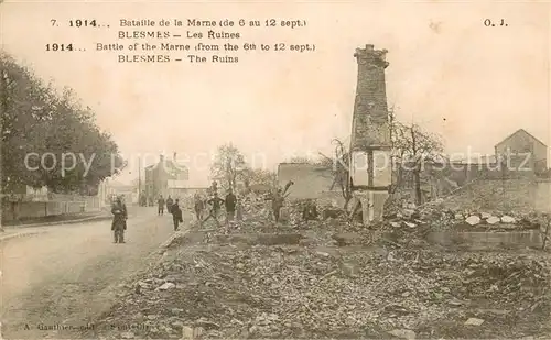 AK / Ansichtskarte Blesmes Bateille de la Marne Les Ruines Blesmes