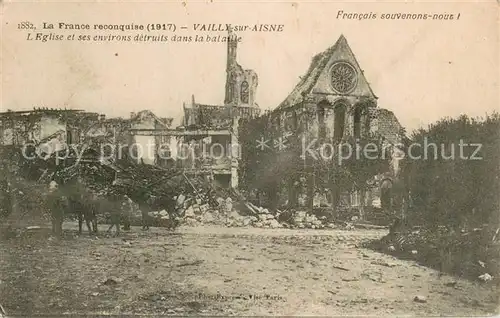 AK / Ansichtskarte Vailly sur Aisne Eglise et ses environs detruits dans la bataille Vailly sur Aisne