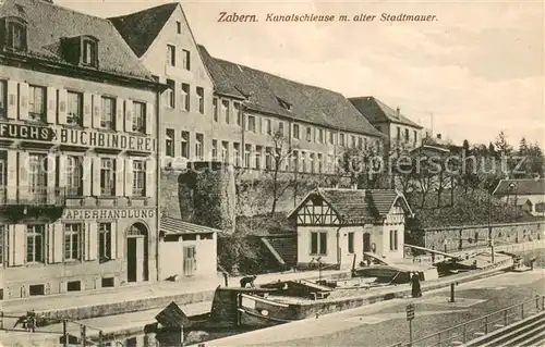 AK / Ansichtskarte Zabern_Saverne Kanalschleuse mit alter Stadtmauer Zabern Saverne