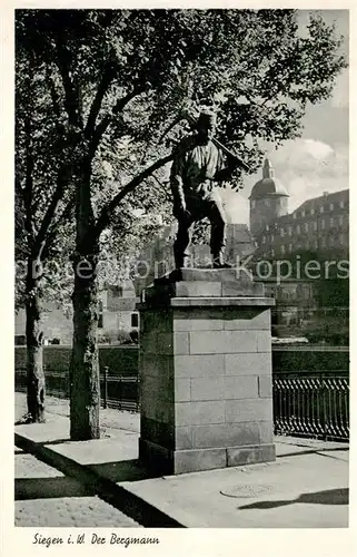 AK / Ansichtskarte Siegen_Westfalen Der Bergmann Denkmal Statue Siegen_Westfalen