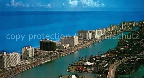 AK / Ansichtskarte Miami_Beach Hotel row between Indian Creek and the Atlantic Ocean 