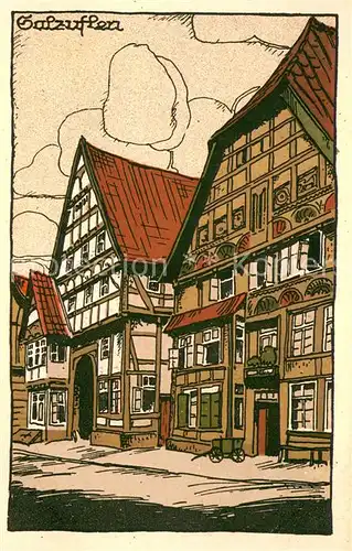 AK / Ansichtskarte Salzuflen_Bad Kuenstler Steinzeichnung Salzuflen_Bad