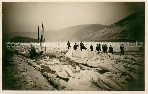 AK / Ansichtskarte Bacharach_Rhein Zugefrorener Rhein 1929 Bacharach Rhein