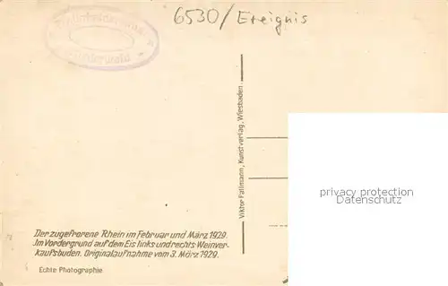 AK / Ansichtskarte Bingen_Rhein Der Rhein im Eis bei Bingen mit Maeuseturm und Ruine Ehrenfels Bingen Rhein