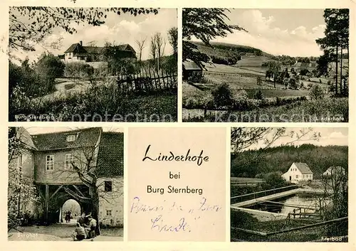 AK / Ansichtskarte Linderhofe Burg Sternberg Linderhofe Burghof Freibad Linderhofe