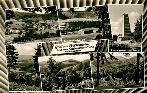AK / Ansichtskarte Oberhundem Panorama Jugendherberge Rhein Weserturm Adolfsburg Landschaft Oberhundem
