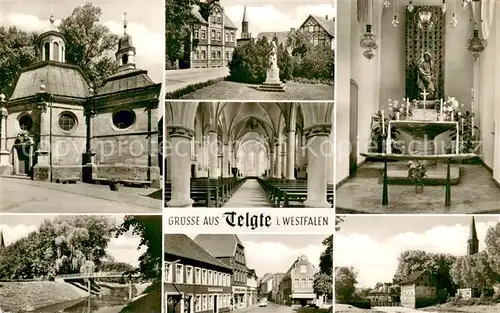 AK / Ansichtskarte Telgte_Warendorf Wallfahrtskapelle Kirche Innenansichten Denkmal Ortszentrum Partie an der Ems Telgte Warendorf