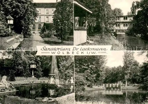 AK / Ansichtskarte Wolbeck Sanatorium Dr Lackmann Kurpark Teich Fontaene Wolbeck