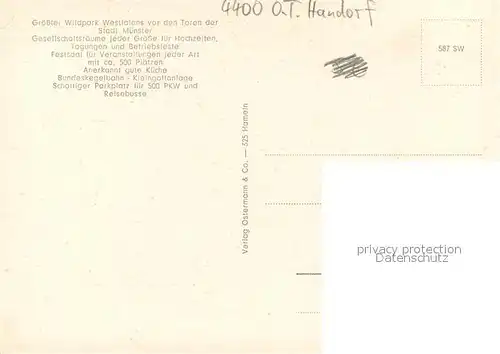 AK / Ansichtskarte Handorf_Muenster Wildpark Restaurant Haus Proebsting Handorf_Muenster