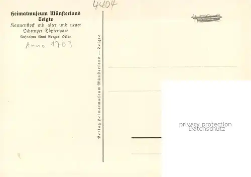 AK / Ansichtskarte Telgte_Warendorf Heimathaus Muensterland Kannenstock Ochtruper Toepferware Telgte Warendorf