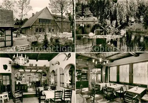 AK / Ansichtskarte Telgte_Warendorf Hotel Pension Waldhuette Gastraum Schwanenteich Telgte Warendorf