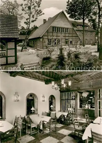 AK / Ansichtskarte Telgte_Warendorf Hotel Pension Waldhuette Gastraum Terrasse Telgte Warendorf