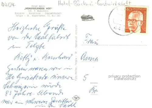 AK / Ansichtskarte Telgte_Warendorf Hotel Muensterlaender Hof Restaurant Telgte Warendorf