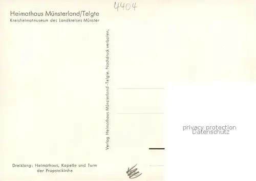 AK / Ansichtskarte Telgte_Warendorf Heimathaus Muensterland Kapelle Turm der Propsteikirche Telgte Warendorf