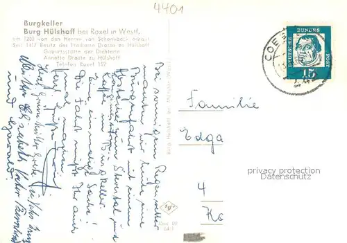 AK / Ansichtskarte Roxel Burgkeller Burg Huelshoff Roxel