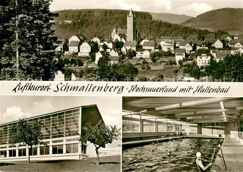 AK / Ansichtskarte Schmallenberg Ortsansicht mit Kirche Hallenschwimmbad Schmallenberg