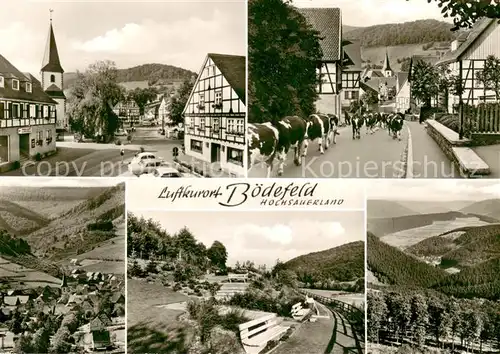 AK / Ansichtskarte Boedefeld Ortsansichten Kirche Viehtrieb Landschaftspanorama Boedefeld