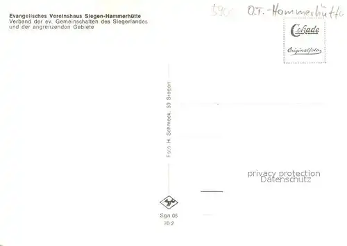 AK / Ansichtskarte Hammerhuette_Siegen Evangelisches Vereinshaus Zeichnung Kuenstlerkarte 