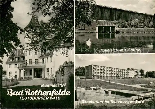 AK / Ansichtskarte Bad_Rothenfelde Weidtmanshof Kahnteich mit Saline Sanatorium Teutoburger Wald Bad_Rothenfelde