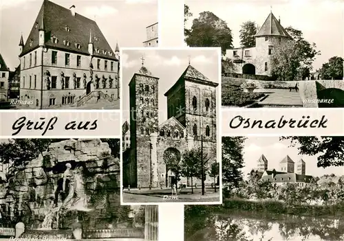 AK / Ansichtskarte Osnabrueck Rathaus Vitischanze Dom Bergmann Brunnen An der Hase Osnabrueck