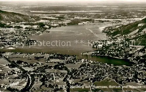 AK / Ansichtskarte Tegernsee Blick vom Wallberg mit Rottach und Wiessee Tegernsee