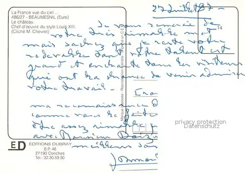 AK / Ansichtskarte Beaumesnil_Eure Le Chateau Vue aerienne Beaumesnil Eure