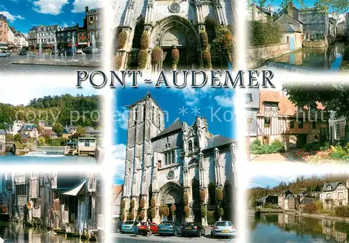 AK / Ansichtskarte Pont Audemer Les bords de la Risle Leglise St Ouen Pont Audemer