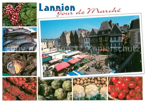 AK / Ansichtskarte Lannion Jour de Marche sur la place du centre Lannion