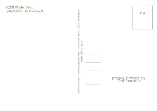 AK / Ansichtskarte Banz_Bad_Staffelstein Kloster Banz Fliegeraufnahme Banz_Bad_Staffelstein