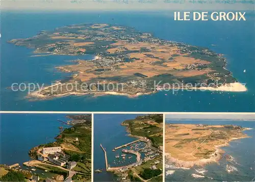 AK / Ansichtskarte Ile_de_Groix Vue generale aerienne de lile Port Lay Port Tudy et la pointe des Chats 