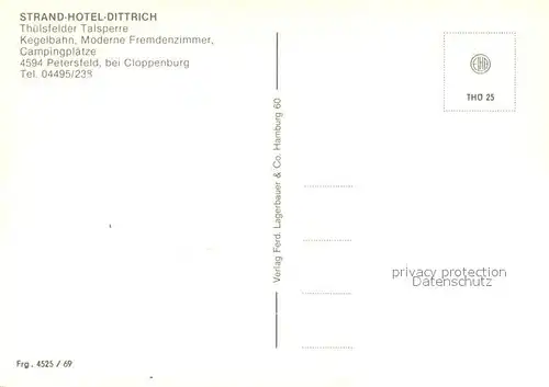 AK / Ansichtskarte Petersfeld_Cloppenburg Thuelsfelder Talsperre Strandhotel Dittrich  Petersfeld Cloppenburg