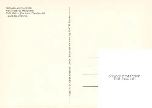 AK / Ansichtskarte Ostritz Zisterzienserinnenabtei Klosterstift St Marienthal Fliegeraufnahme Ostritz