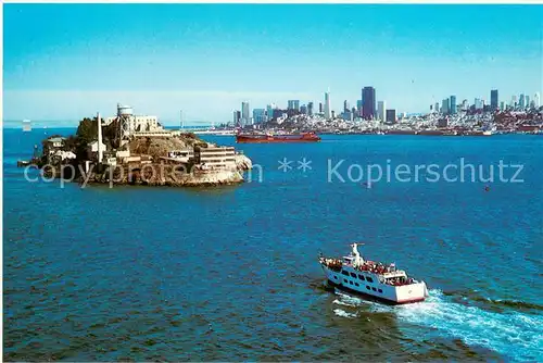 AK / Ansichtskarte Alcatraz_San_Francisco with the City and Oakland Bay Bridge  Alcatraz_San_Francisco