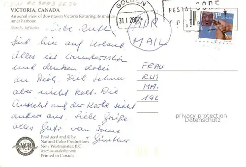 AK / Ansichtskarte Victoria_British_Columbia Aerial view of downtown Victoria Victoria_British_Columbia