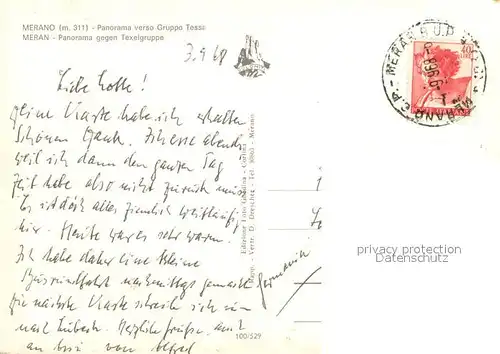 AK / Ansichtskarte Merano_Meran Panorama mit Texelgruppe 