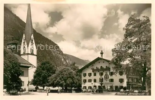 AK / Ansichtskarte Mayrhofen_Zillertal Gasthof Kramerwirt Kirche Mayrhofen_Zillertal