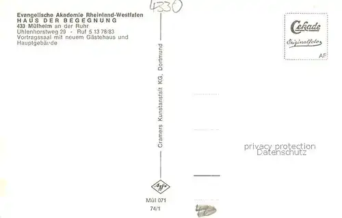 AK / Ansichtskarte Muelheim_Ruhr Haus der Begegnung Muelheim Ruhr