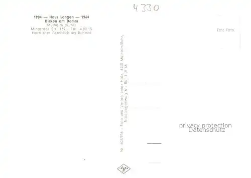 AK / Ansichtskarte Muelheim_Ruhr Haus Langen Dicken am Damm Terrasse und Innenansichten Muelheim Ruhr