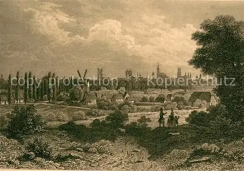 AK / Ansichtskarte Muenster_Westfalen Gesamtansicht aus der Ferne gezeichnet Muenster_Westfalen