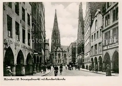 AK / Ansichtskarte Muenster_Westfalen Prinzipalmarkt mir Lambertikirche Muenster_Westfalen