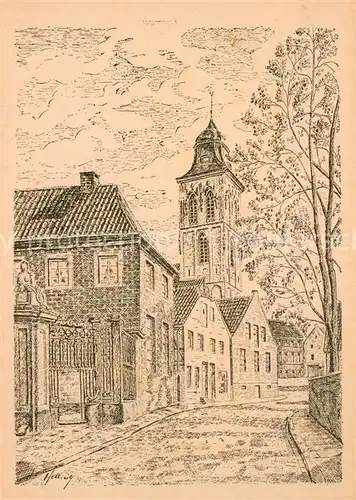 AK / Ansichtskarte Muenster_Westfalen Martinikirche Kuenstlerkarte Helling Muenster_Westfalen