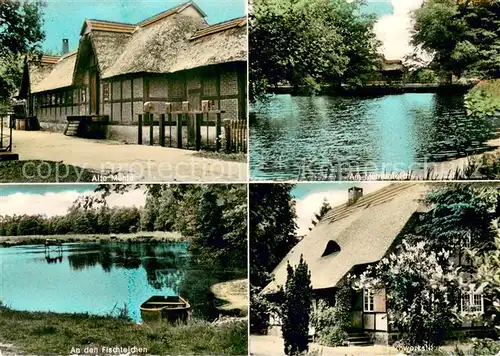 AK / Ansichtskarte Ahlhorn Alte Muehle Muehlenteich Fischteich LAndhaus im Fachwerkstil Ahlhorn