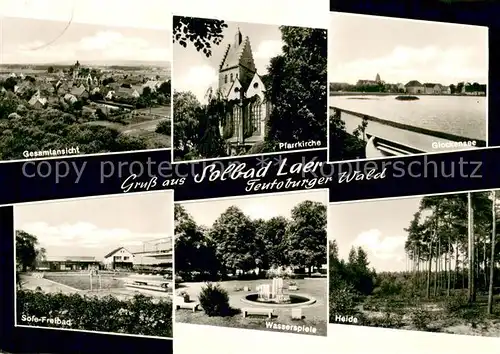 AK / Ansichtskarte Laer_Bad Gesamtansicht Pfarrkirche Glockensee Heide Wasserspiele Sole Freibad Laer_Bad