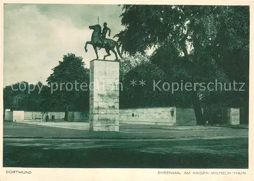AK / Ansichtskarte Dortmund Ehrenmal am Kaiser Wilhelm Hain Feldpost Dortmund