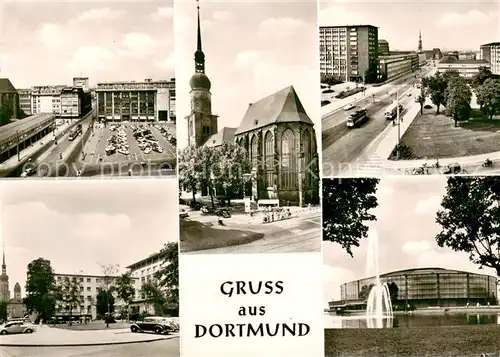 AK / Ansichtskarte Dortmund Hansaplatz und Hansastrasse Reinoldskirche Kleppingstrasse mit Stadthaus Hotel Roemischer Kaiser Dortmund