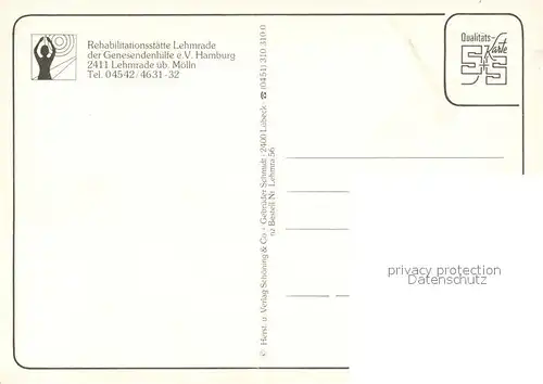 AK / Ansichtskarte Lehmrade Rehastaette Lehmrade Teich Bastelraum Hallenbad Musikzimmer Lehmrade