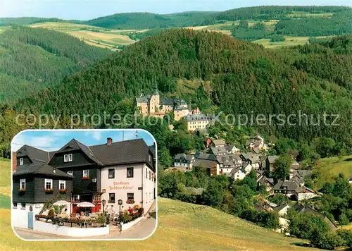 AK / Ansichtskarte Ludwigsstadt Panorama Gasthaus Pension Goldner Loewe Ludwigsstadt
