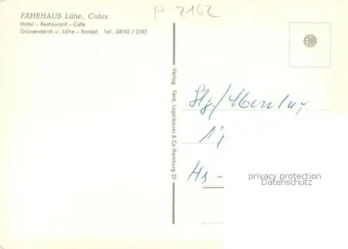 AK / Ansichtskarte Cohrs_Altes_Land Faehrhaus Luehe Hotel Restaurant Anlegestelle Seebruecke 