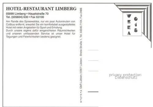 AK / Ansichtskarte Limberg_Cottbus Hotel Restaurant Limberg Rezeption Tennisplatz Konferenzraum Limberg Cottbus