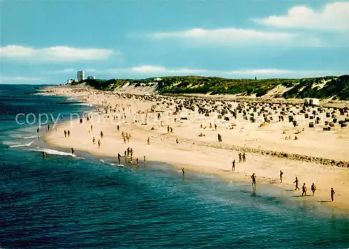 AK / Ansichtskarte Westerland_Sylt Fliegeraufnahme Strand Westerland_Sylt